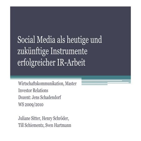 Social Media und IR