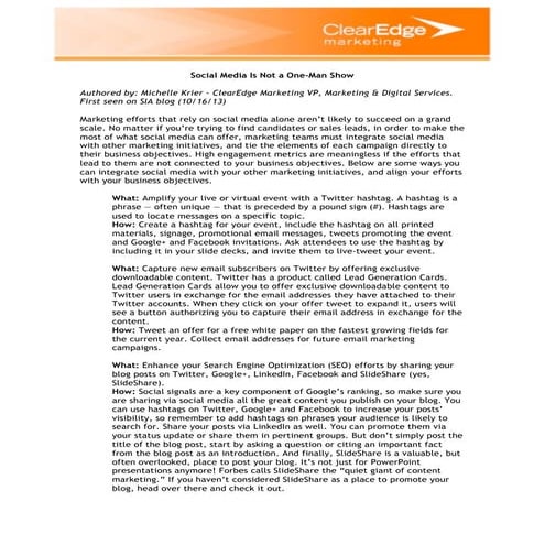 Social Media Is Not a One-Man Show