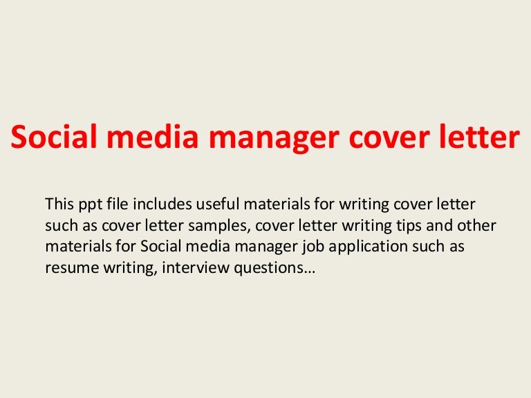 social media manager cover letters