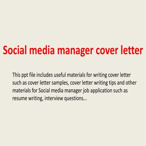 Social media manager cover letter