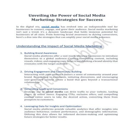 Fundamentals for Social Media Marketing Sucess | PPTX
