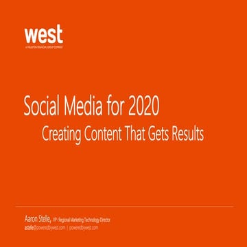 Social Media Marketing 2020 by Aaron Stelle with WEST, a Williston Financial ...