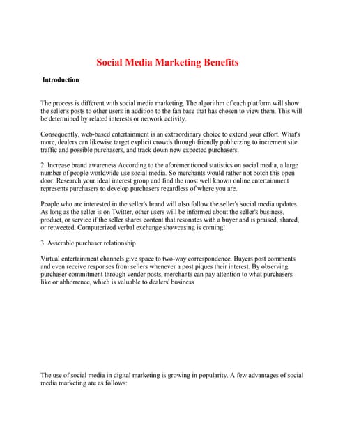 5 Importance of Social Media Marketing for Your Business | PDF | Social ...