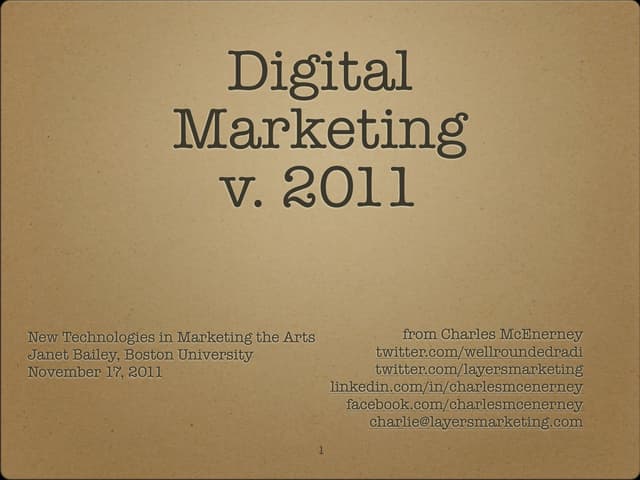Digital Marketing presentation for Boston University 11.17.11