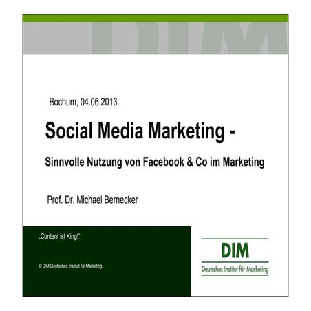 Social Media Marketing 2013 (SMM) Bernecker