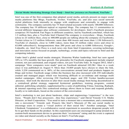 Social Media Marketing Strategy Case Study – Intel Inc. presence on Facebook,...