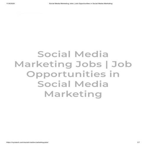 Social media marketing jobs   job opportunities in social media marketing