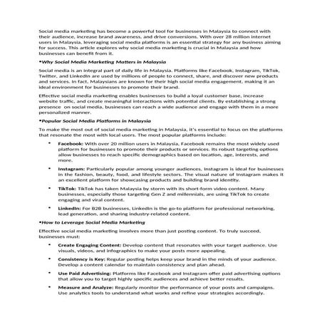 The Rise of Social Media Marketing in Malaysia