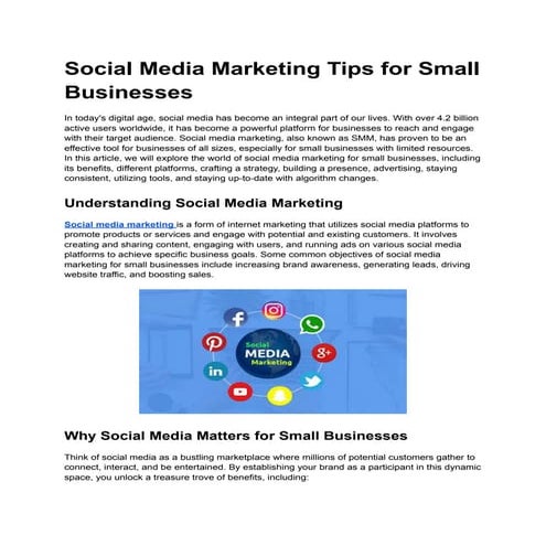 Social Media Marketing for Small Businesses. | PDF