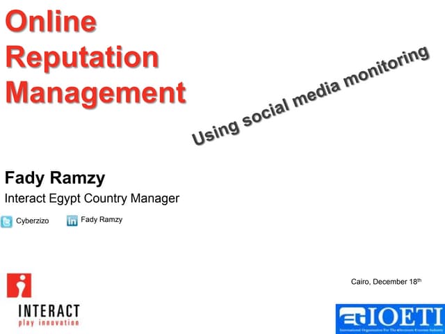 Social Media Monitoring  IOETI Conf...