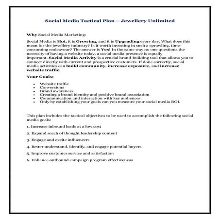 Social Media Marketing Plan - Jeweller Brand