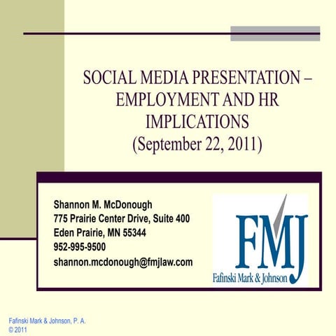 Social Media: Employment & HR Implications
