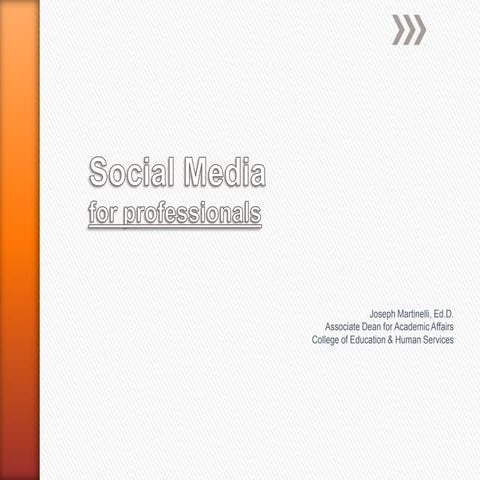 Social Media for Professionals Fall 2013