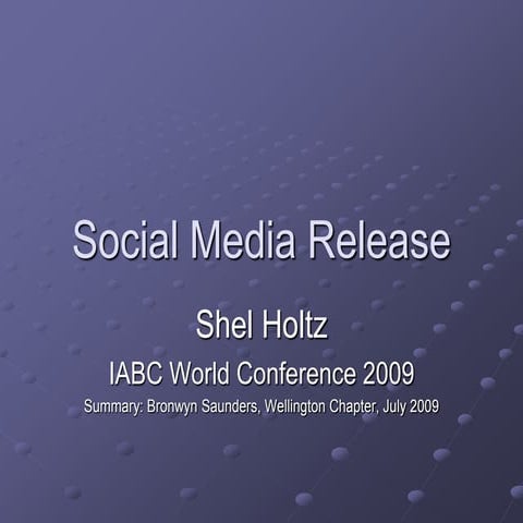 Social Media Release July 2009