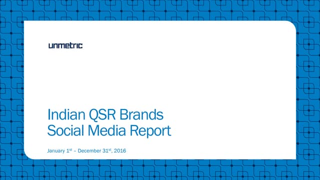 Social Media Report - QSR Brands (India) January 1st - December 31st 2016