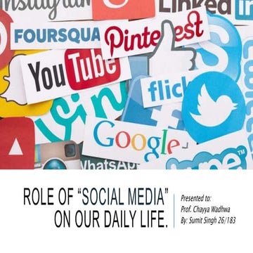 Role Of Social Media In Our Personal Life | PPTX
