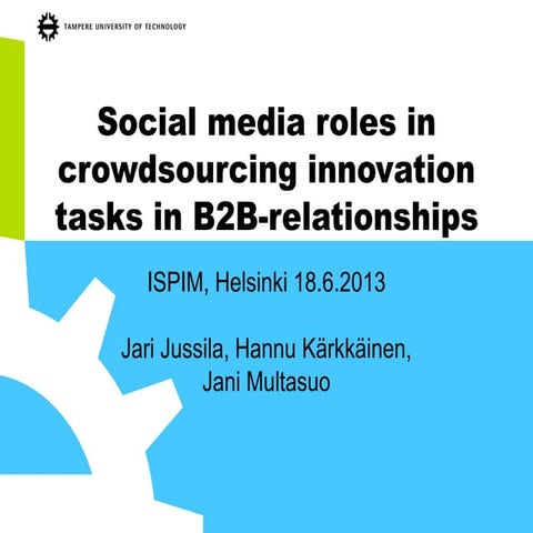 Social media roles in crowdsourcing innovation tasks in B2B ...