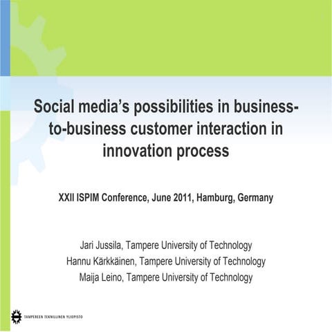 Social media's possibilities in business-to-business customer interaction in ...