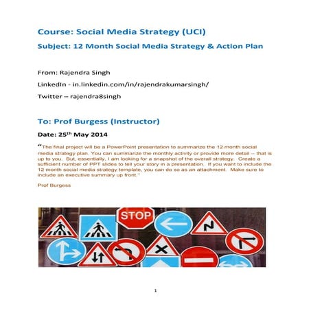 Social Media Strategy 12 Month Sample Plan