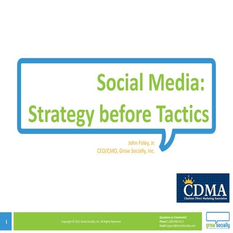 Social Media: Strategy before Tactics