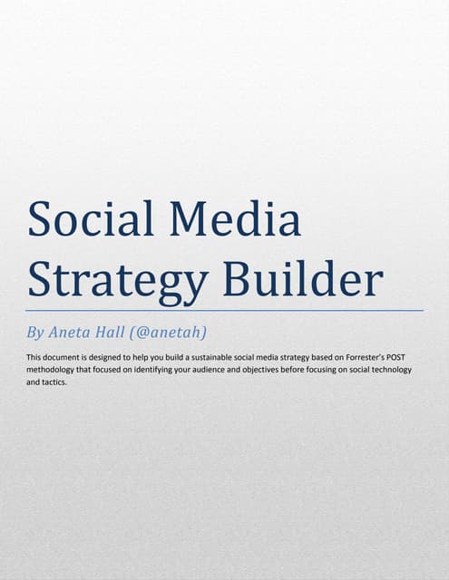 Social Media strategy Builder by Aneta Hall