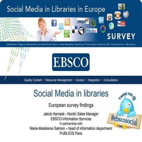 Social Media usage in libraries in Europe - survey findings