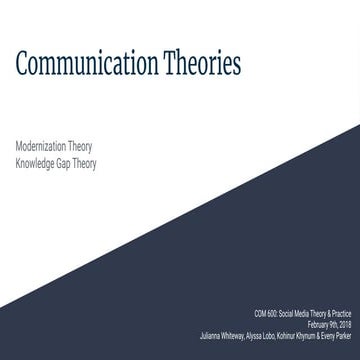 Communication Theories - Knowledge Gap & Modernization Theory 
