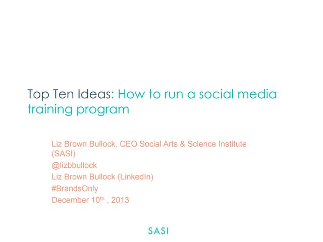 Top Ten Ideas: How to run a social media training program