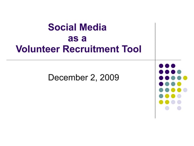 Social Media as a Volunteer Recruitment Tool