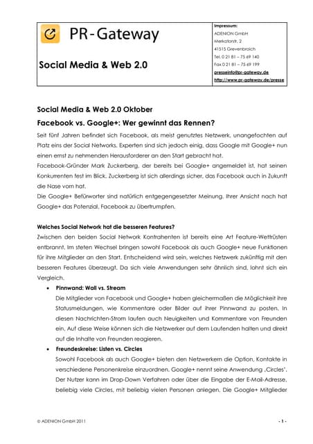 Social media web 2.0 facebook vs. g...