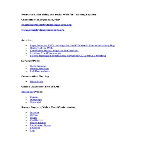 Social media web links