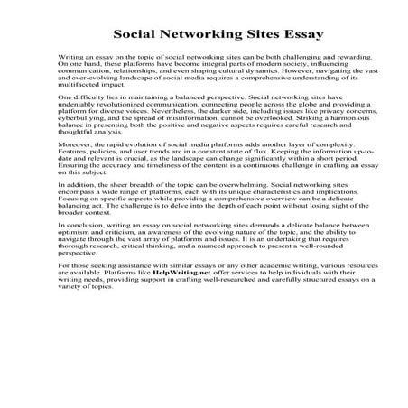Social Networking Sites Essay. Wheelock College