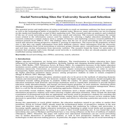 Social networking sites for university search and selection