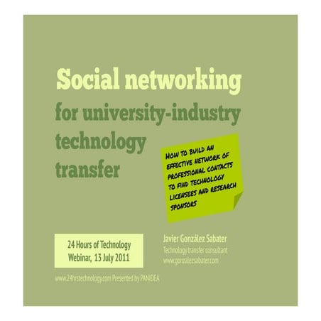 Social networking for university-industry technology transfer. 24hourstechnol...