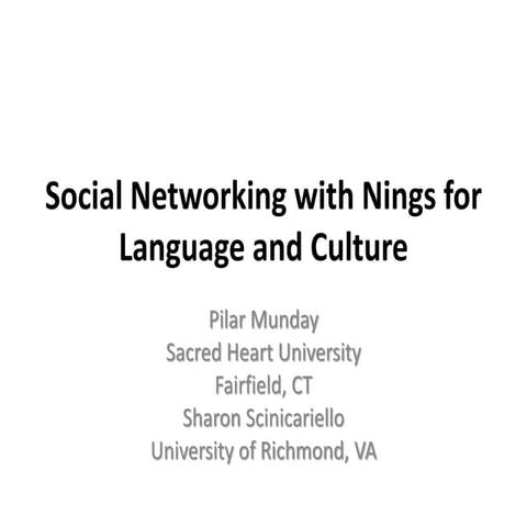 Social networking with nings for language and culture
