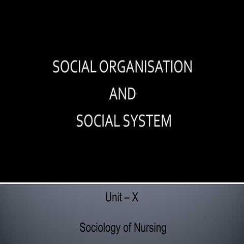 Social organisation and social system