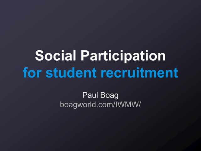 Social participation in student recruitment
