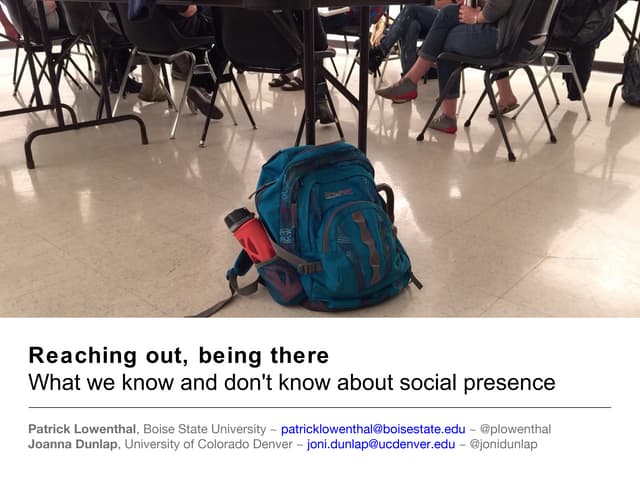 Reaching out and Being There: What we know and don't know about social presence