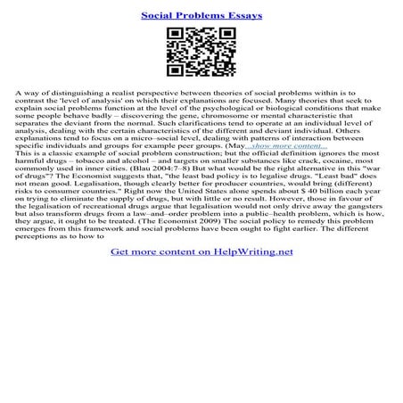 Essay On Social Problems | PDF