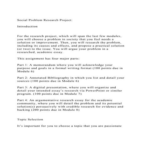 Social Problem Research Project IntroductionFor the res.docx