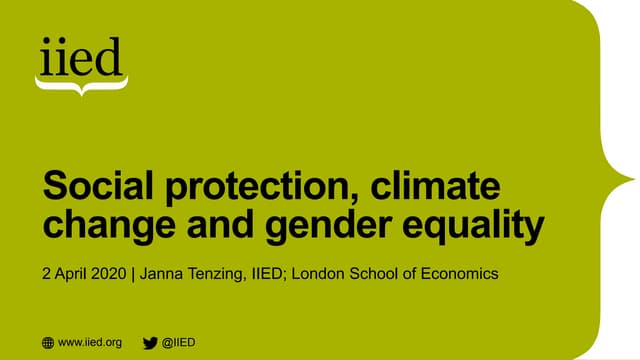 Social protection, climate change and gender equality