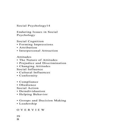 Social Psychology14Enduring Issues in SocialPsychology.docx