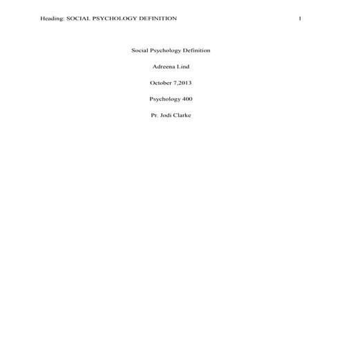 Social psychology definition paper | DOCX
