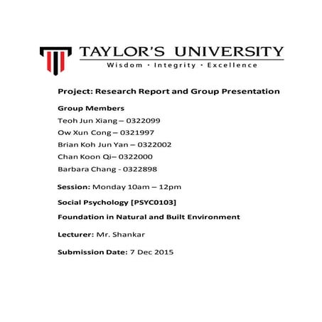 FNBE0115 - S.PSYCHOLOGY FINAL REPORT