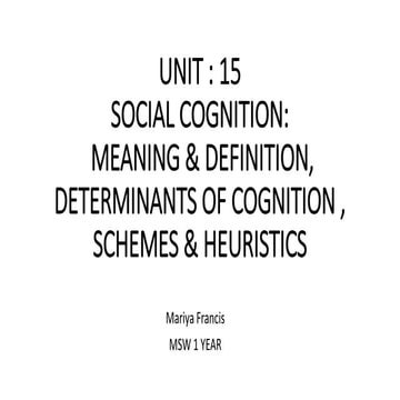 Social Psychology; Social cognition , Schemas