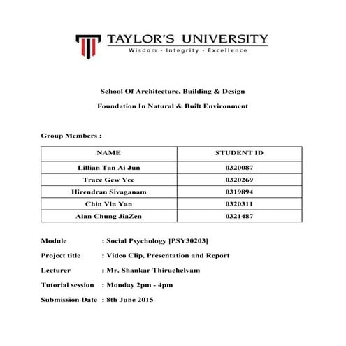 Social psychologyreport