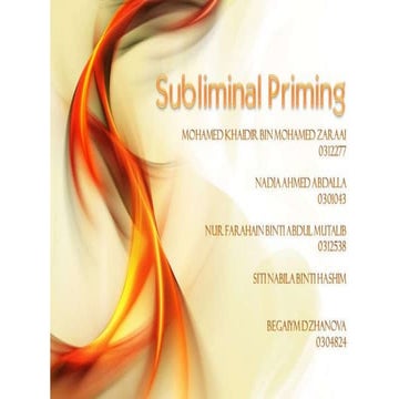 Social Psychology Subliminal Priming