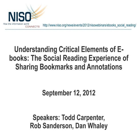 Understanding Critical Elements of E-books: The Social Reading Experience of ...