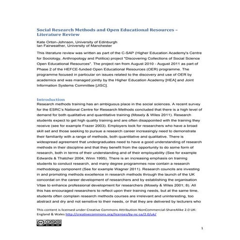 Social research methods and open educational resources: a literature review (...