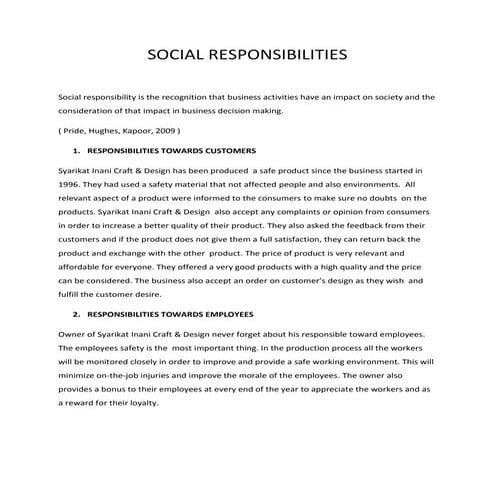 Social responsibilities